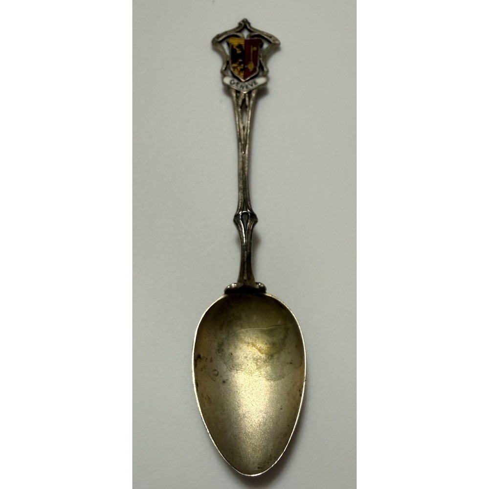 Vtg Antique 800 Silver Geneve Souvenir COLLECTOR SPOON